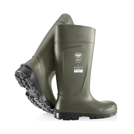 Steplite EasyGrip PU Boot, Steel Toecap, Green-Black, Size 15